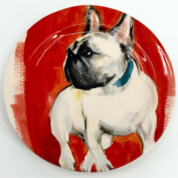 Anthropologie x Sally Muir Set-of-2 Dog-A-Day French Bulldog Plates - Picture 5 of 8